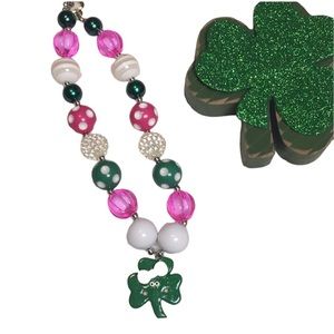 ☘️💗 Shamrock Bubblegum Necklace 💗☘️ St. Patrick’s Day | Green | Chunky Bead